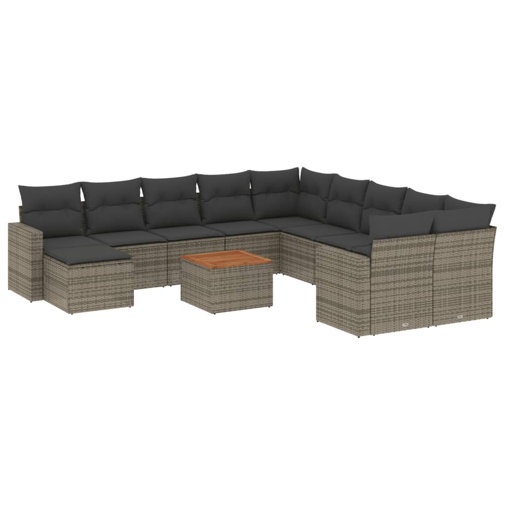 14 részes szürke polyrattan kerti ülőgarnitúra párnákkal (3256753)