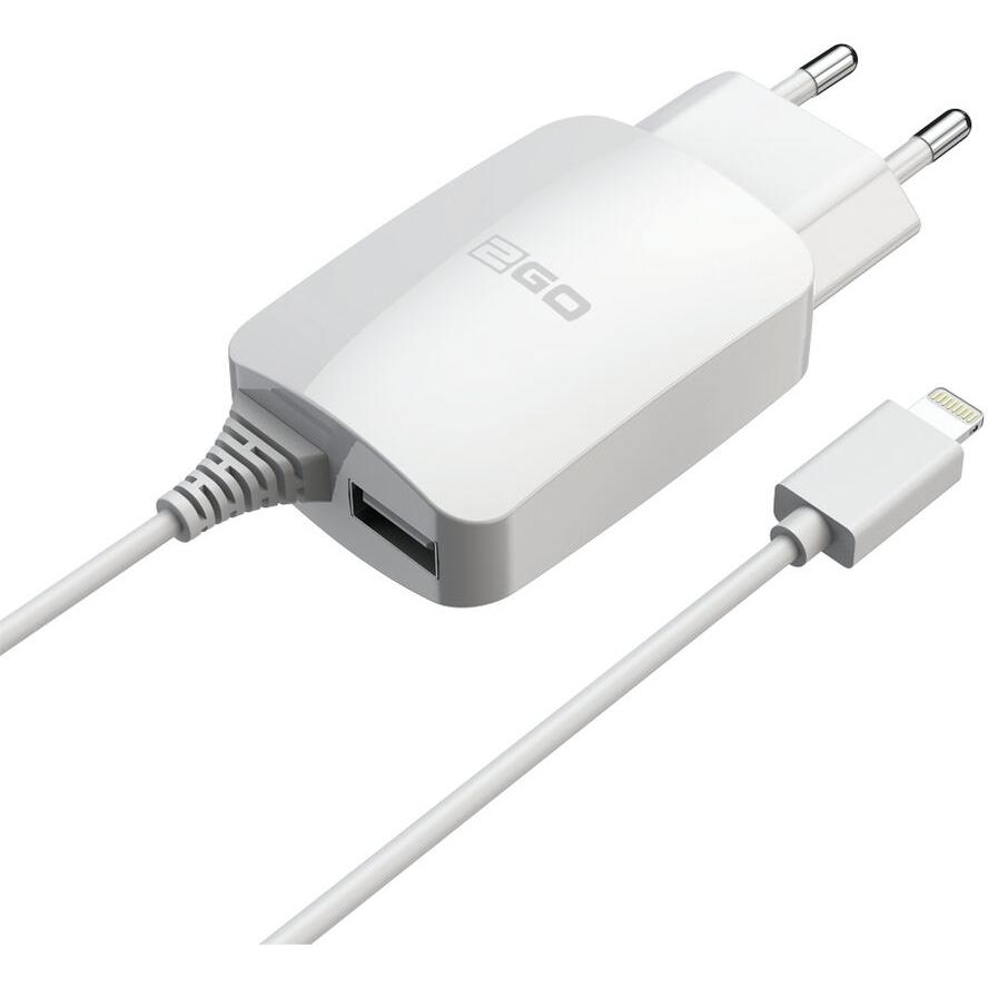 2GO USB-Netz-Ladegerät DUO Lightning + 1x USB 1,4m weiß (797166)