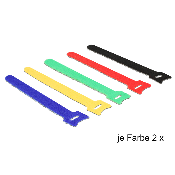 Delock Hurkolható rögzítők, 150 x 12 mm (H x Sz), 10 darab, színes (18634) (18634)