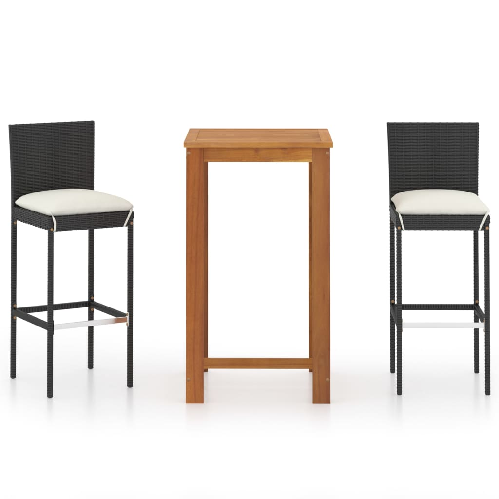 3 részes fekete kerti bárszett párnákkal (3067974)