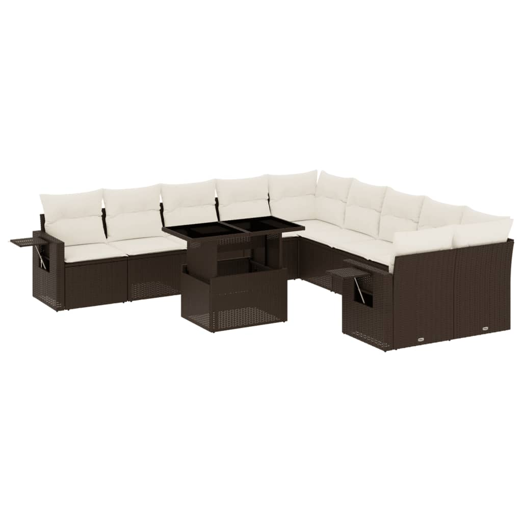 11 részes barna polyrattan kerti ülőgarnitúra párnákkal (3268173)