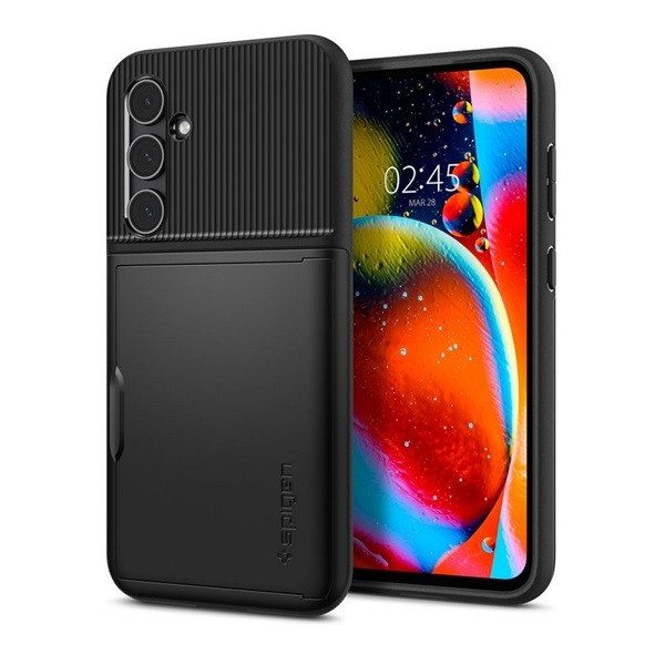 Samsung Galaxy S23 FE SM-S711, Szilikon tok, műanyag hátlappal, Spigen Slim Armor CS, fekete (RS149517)