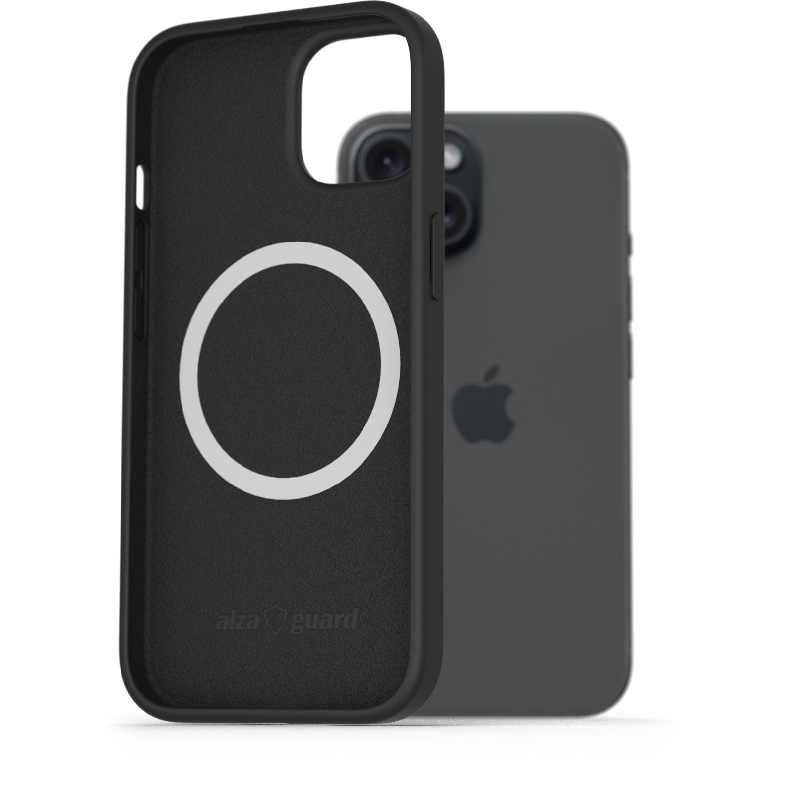 AlzaGuard Silicone Case Compatible with Magsafe iPhone 15 fekete tok (AGD-PCMS19B)