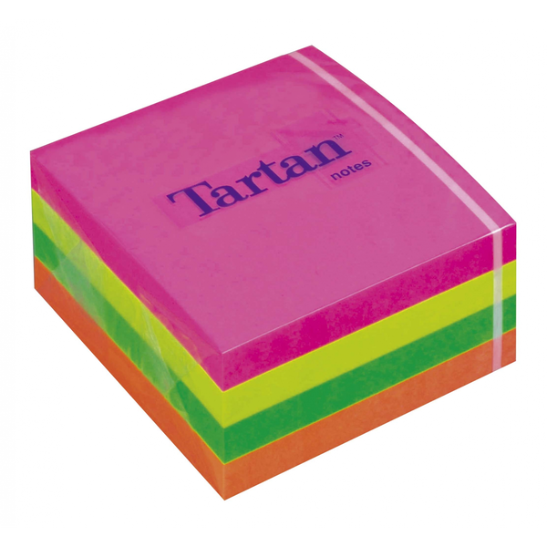 Tartan 76x76mm öntapadó jegyzettömb (400 db) - Vegyes színek