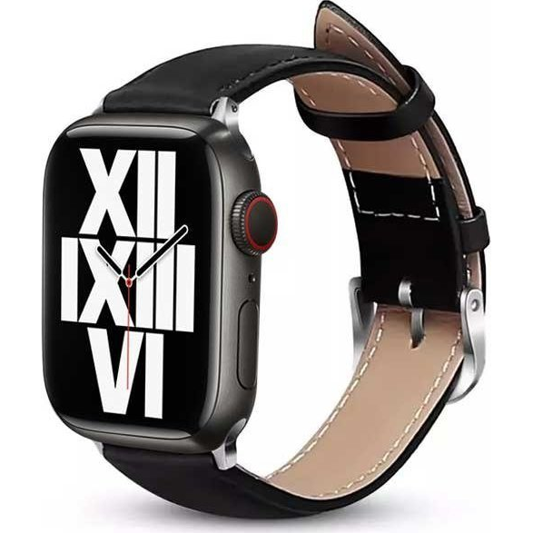 Crong Noble Band Bőr Apple Watch Szíj 42/44/45/49mm Fekete