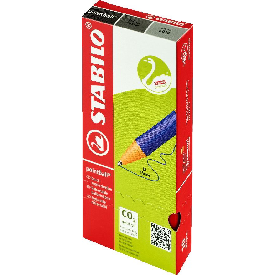 STABILO pointball Vörös Feltűzhető nyomógombos golyóstoll 1 dB (6030/40B10)