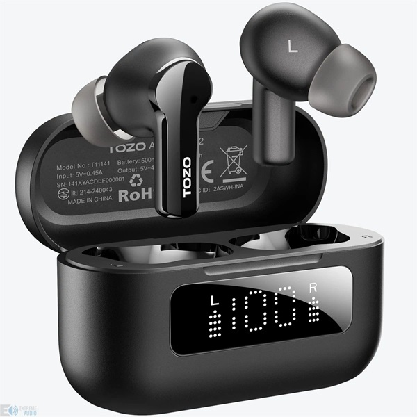 TOZO Aerosound 2 NC True Wireless Bluetooth fekete fülhallgató (TOZOAEROSOUND2BK)