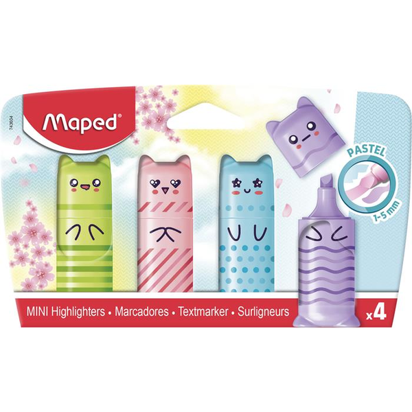Maped "Mini Pastel" 1-5 mm Szövegkiemelő készlet - Vegyes színek (4 db / csomag)
