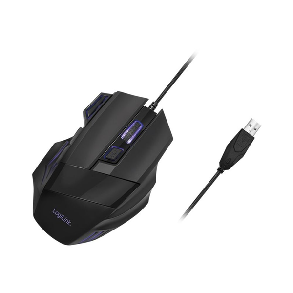 Ergonomická myš pro hraní drátová USB, 2400 dpi, černá, Logilink