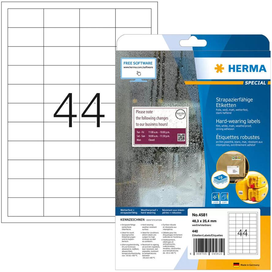 Herma 48,3 x 25,4 mm Etikett lézernyomtatóhoz (440 címke / csomag) (4581)
