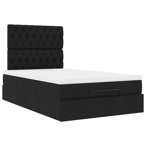 Cadru de pat otoman cu saltea Negru 120x190 cm Tesatura