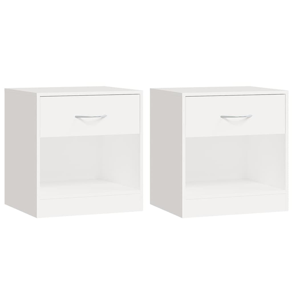 Нощно шкафче с чекмедже vidaXL, 2 бр, бял цвят, 36,5х30,5х38 см