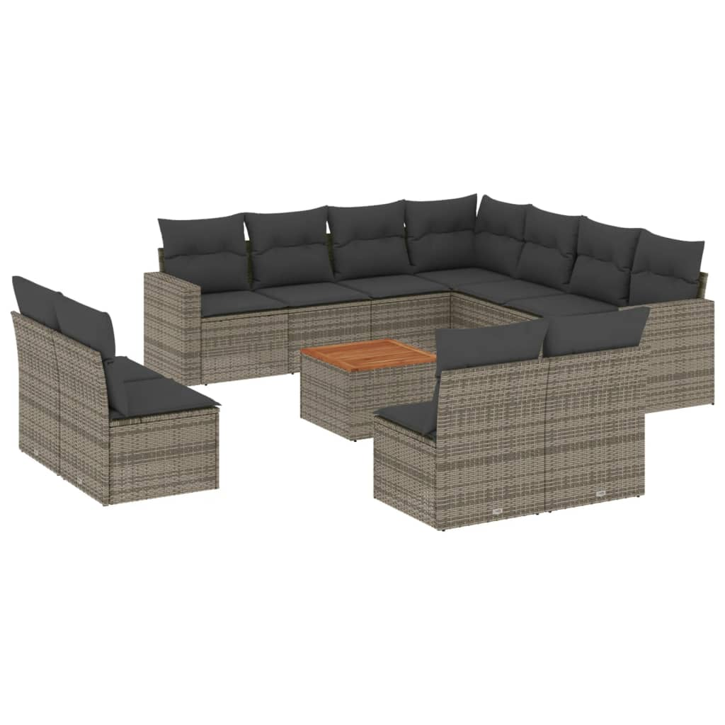 12 részes szürke polyrattan kerti ülőgarnitúra párnákkal (3224184)