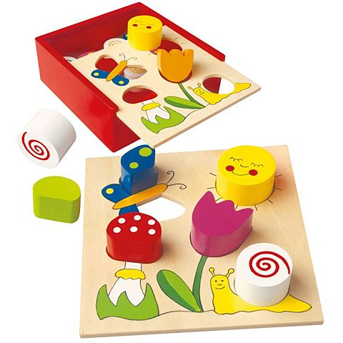 Bino Toys színes fa formaillesztő játék dobozban (84154) (84154)