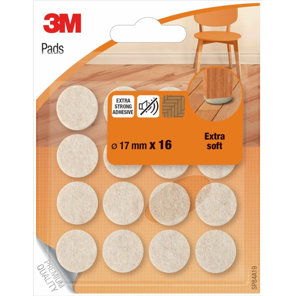 3M SP84A19 gulv-beskyttelsespude til møbel 16 stk Rund