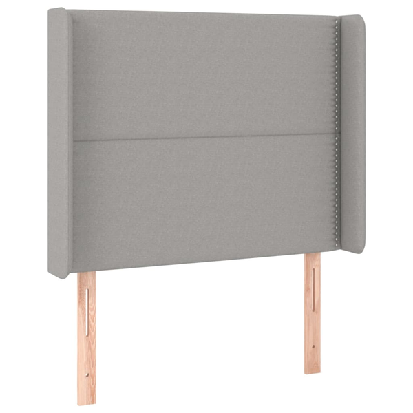 Tăblie de pat cu aripioare gri deschis 93x16x118/128 cm textil