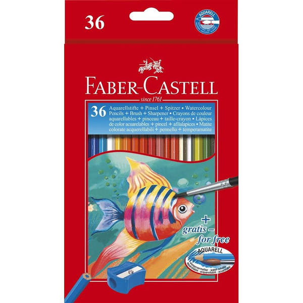 FABER-CASTELL Pastelky akvarelové 36 kol + štětec