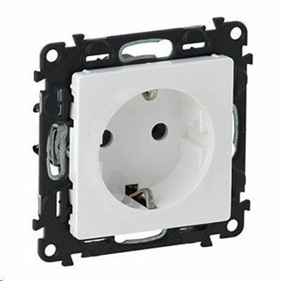 Legrand Valena Life 2P+F csatlakozóaljzat gyermekvédelemmel, rugós vezetékbekötéssel fehér (753120) (753120)