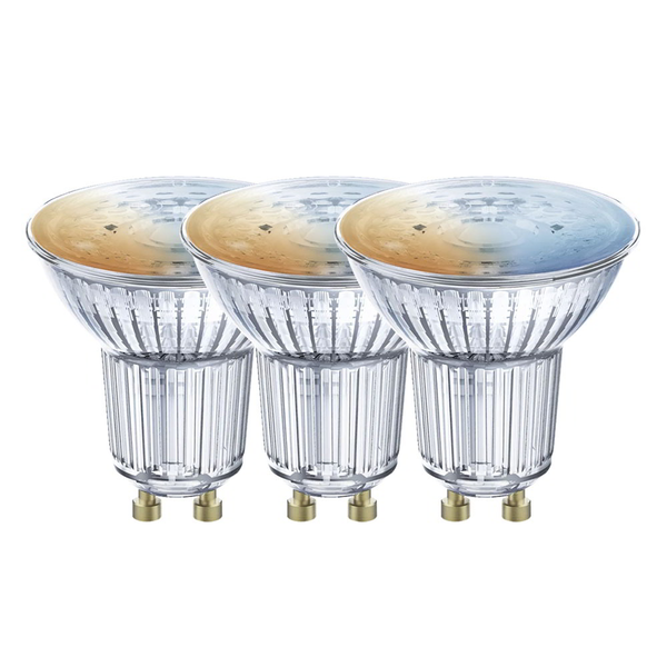 Комплект от 3 броя Led крушки, Ledvance, Smart/Wifi, GU10, PAR16, 5W = 40W, 350lm, Многоцветни