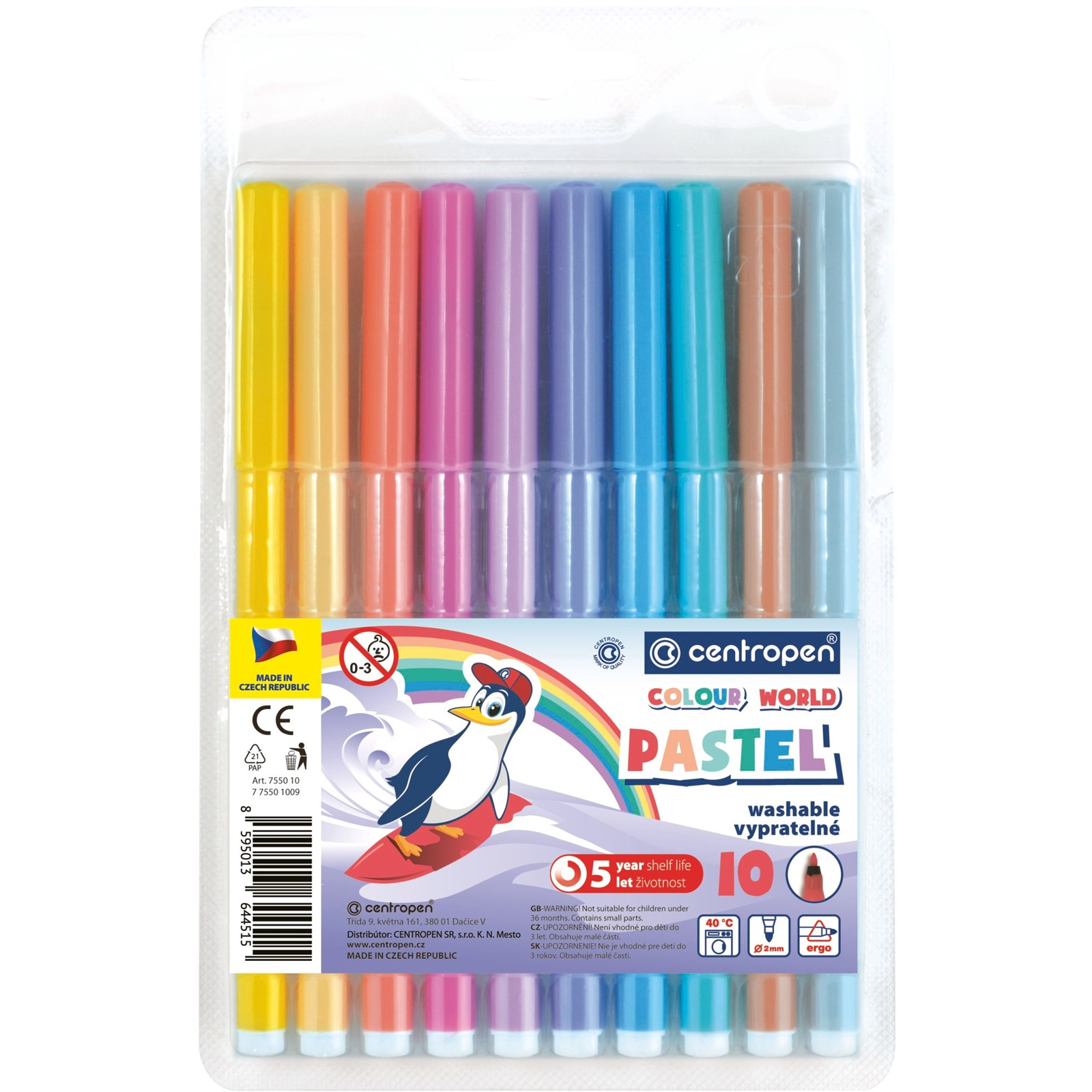 Centropen RED 7550 Marker, pasztellszínek, 10 db (8595013644515)