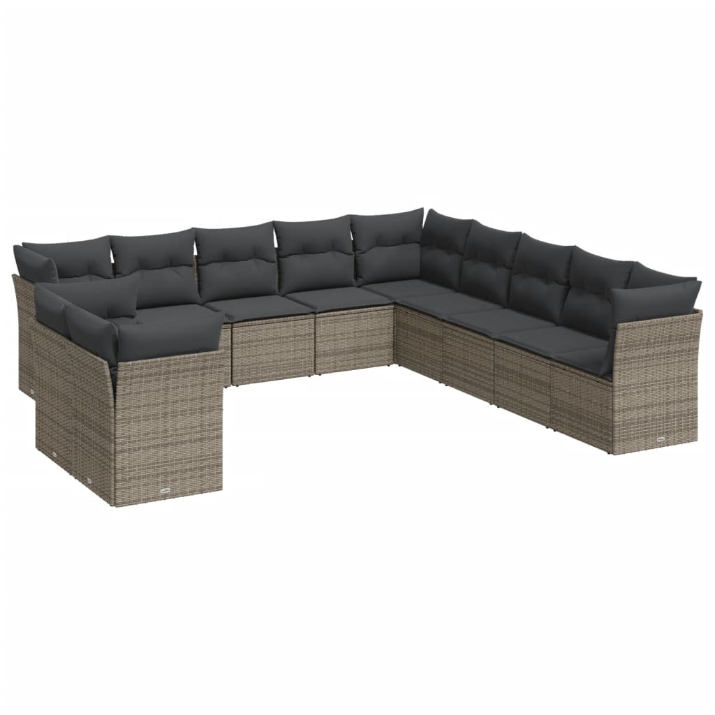 11 részes szürke polyrattan kerti ülőgarnitúra párnákkal (3217880)