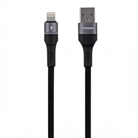 Foneng X79 USB-A - Lightning harisnyázott töltőkábel 1m fekete (6970462517856)