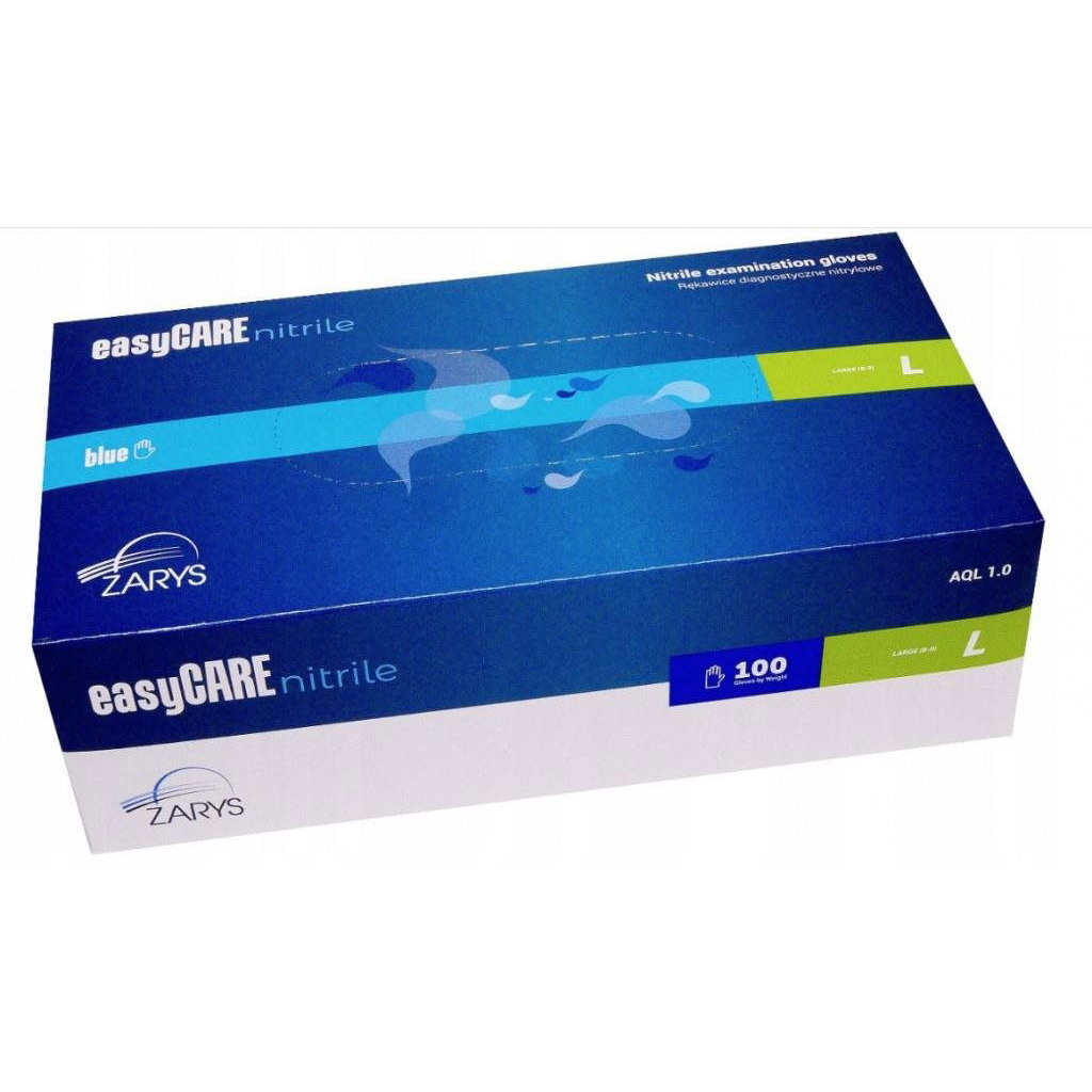 Nitrile gloves ZARYS easyCARE, powder-free - blue L (pack - 100 pcs) (5907996878284)
