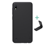 Protector de telefon din plastic NILLKIN SUPER FROSTED (cauciucat, suprafata aspra + suport de birou) NEGRU [Samsung Galaxy A10 (SM-A105F)] (5996457890972)