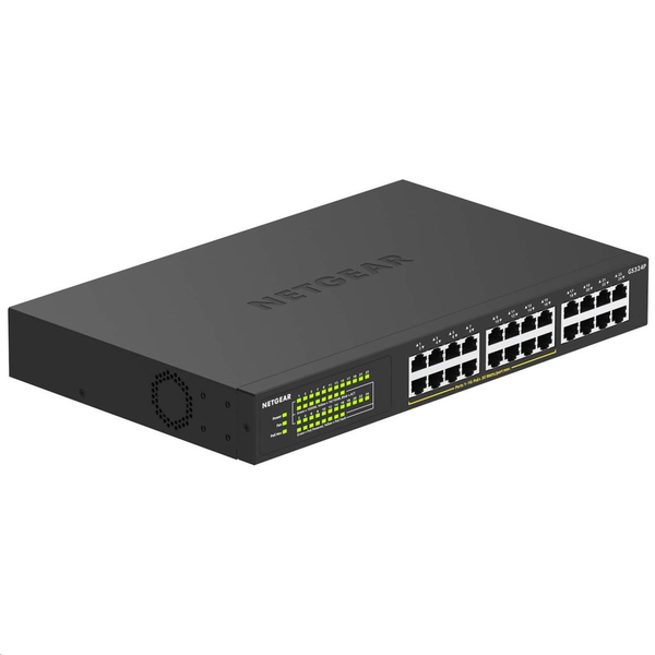 NETGEAR GS324P Ikke administreret Gigabit Ethernet (10/100/1000) Strøm over Ethernet (PoE) 1U Sort
