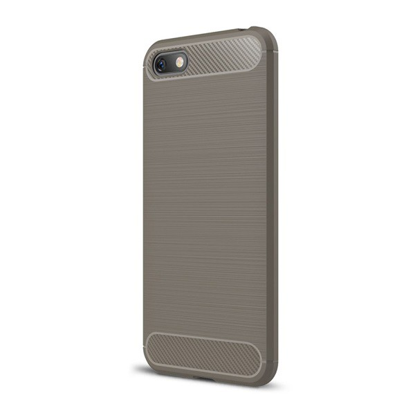 Szilikon telefonvédő (közepesen ütésálló, légpárnás sarok, szálcsiszolt, karbon minta) SZÜRKE [Huawei Y5 2018 (Y5 Prime 2018)] (5996457781478)