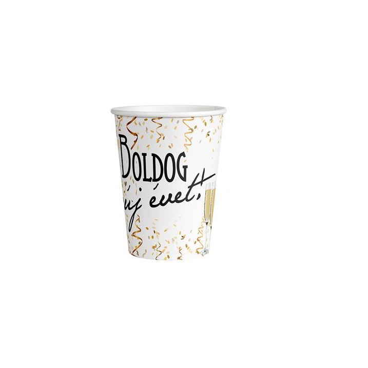 Boldog Új évet feliratos 250ml Papírpohár (6 darabos) (FUN202)