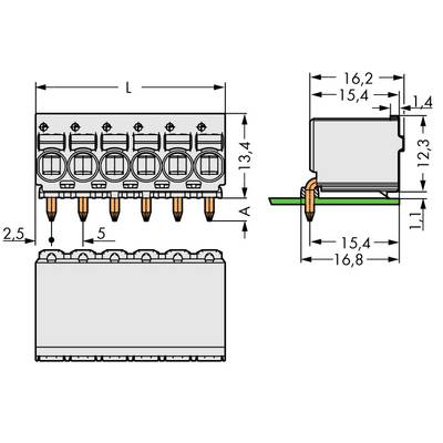 WAGO Stift ház panel 2092 Pólusok száma 10 Raszterméret: 5 mm 2092-1380 100 db