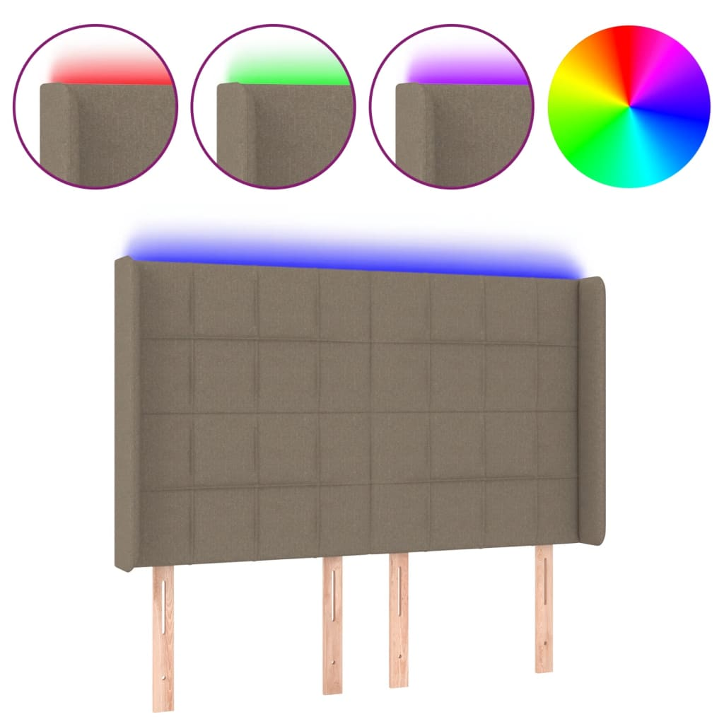 tópszínű szövet LED-es fejtámla 147x16x118/128 cm (3124050)