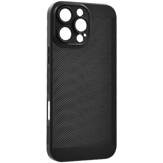 Gigapack Apple iPhone 16 Pro légáteresztő, lyukacsos műanyag tok fekete (GP-159934) (GP-159934)