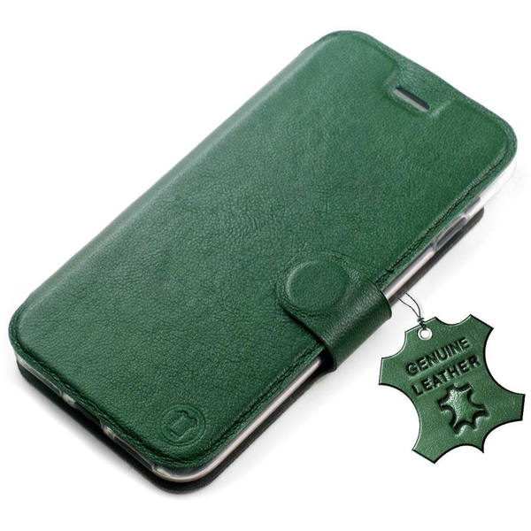 Mobiwear Apple iPhone SE 2020 / SE 2022 zöld bőr flip tok