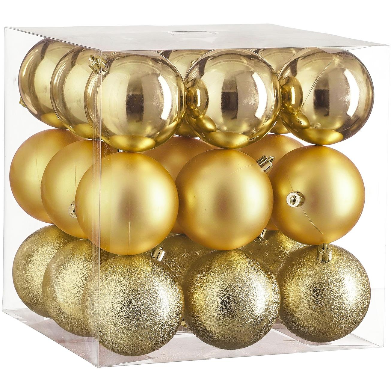 LAALU díszkészlet - vegyes kerek arany díszek 8 cm, 27 db (LAU-6231)