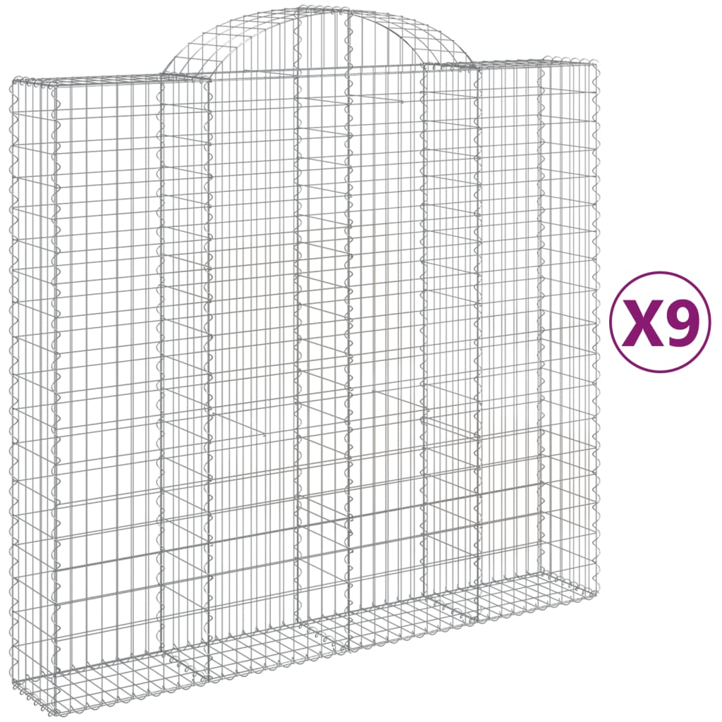 9 db íves horganyzott vas gabion kosár 200x50x180/200 cm (3146411)