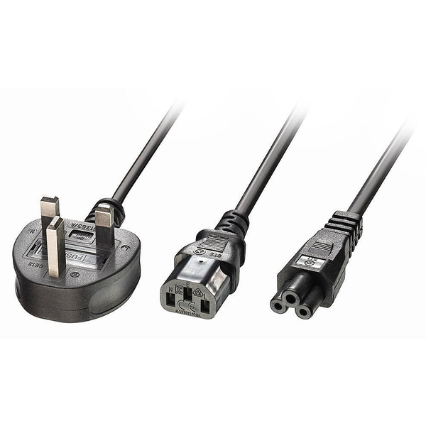 Lindy 30374 electriciteitssnoer Zwart 2,5 m Netstekker type G C13 coupler + C5 coupler