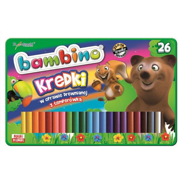 BAMBINO Zsírkréták Fémdobozban, Fa Keretben