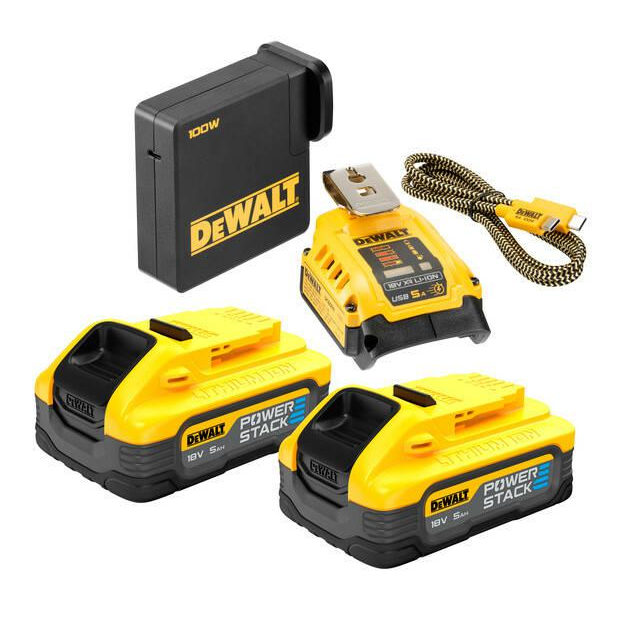 DEWALT USB AKKUMULÁTOR TÖLTŐ KÉSZLET DCB094H2-QW 18V 2X5,0AH (DCB094H2-QW)