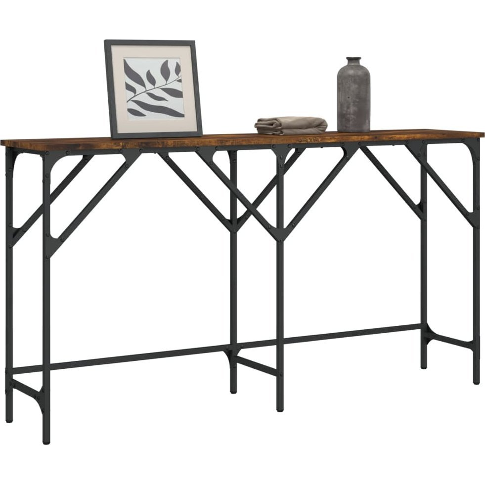 füstös tölgy színű szerelt fa tálalóasztal 140x29x75 cm (837759)