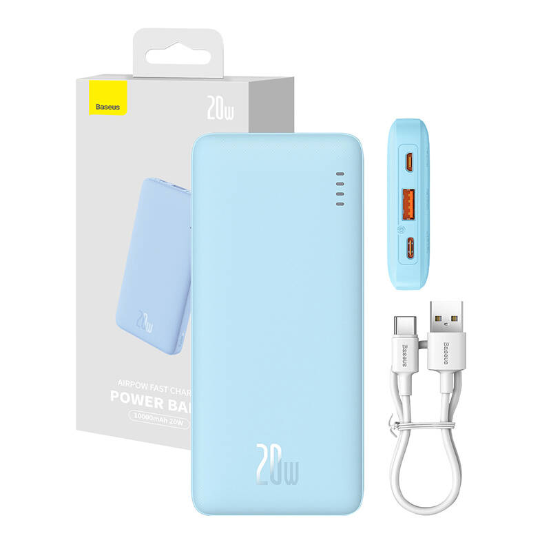 Baseus Airpow Powerbank USB-A + Type-C / 10000mAh 20W - Kék (P10022801313-00)