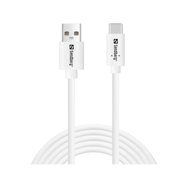 Sandberg USB-C apa - USB-A apa 2.0 Adat- és töltőkábel 2m - Fehér