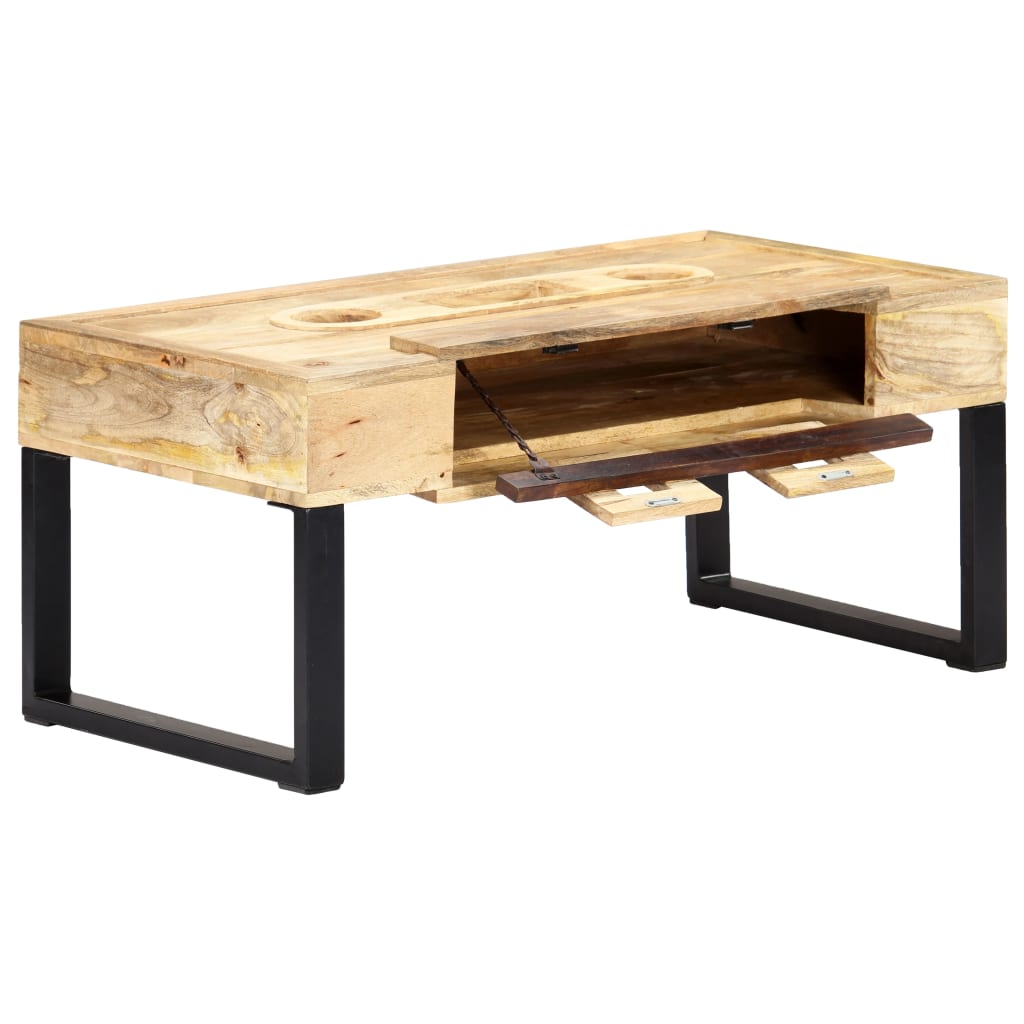 magnókazetta formájú tömör mangófa dohányzóasztal 100x52x45 cm (282764)