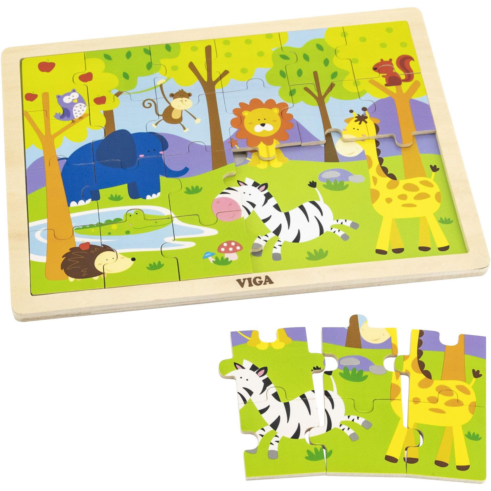 Fa puzzle 24 darab - állatkert (6934510501983)