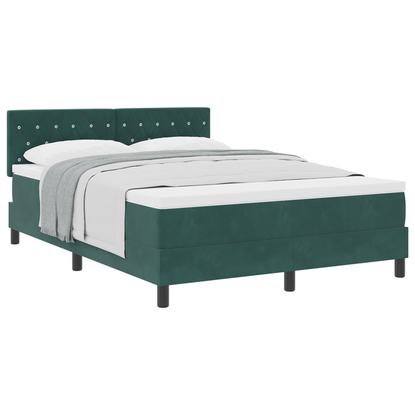Boxspring Ágy Mattal Sötét Zöld 140x200 cm Bársony