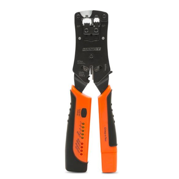 Handy krimpelő, 6P, 8P racsnis, kábelteszter (10178) (10178)