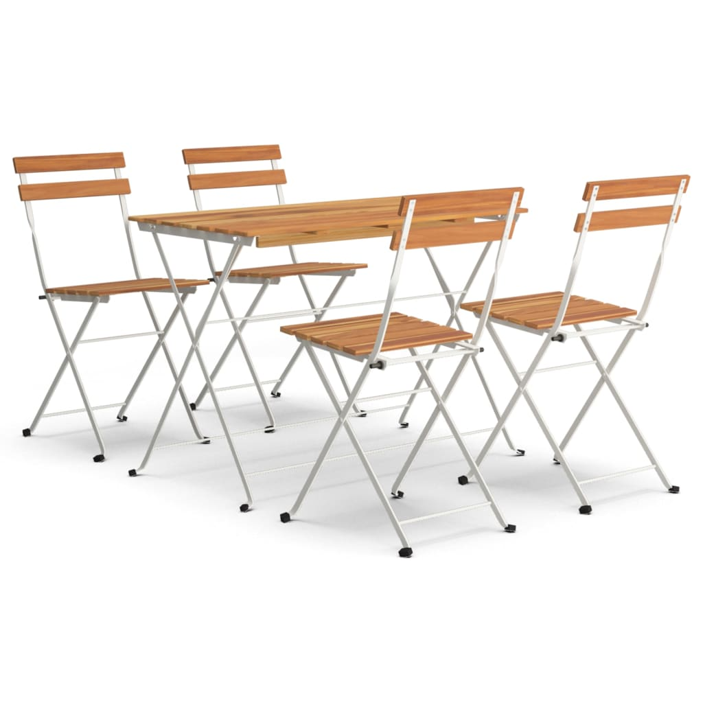 vidaXl 5 részes tömör akácfa és acél összecsukható bisztrószett (3152100)