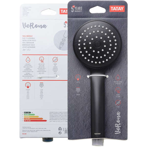 Shower head Verona O10cm 1 mode black 8411801226292
