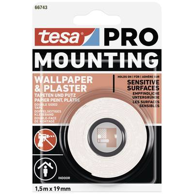 Tesa Mounting PRO Tapete & Putz (66743-00000-00) Rögzítő szalag Fehér (H x Sz) 1.5 m x 19 mm 1 db (66743-00000-00)